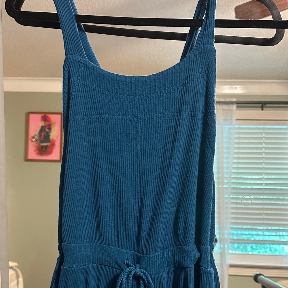 Free People Beach Teal Ribbed Jumpsuit Medium